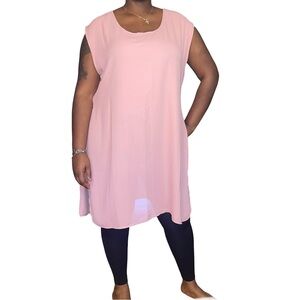 CLEO SLEEVELESS SIDE SPLIT CHIFFON TUNIC - PINK SIZE 3X (NEW WITH TAGS) A19